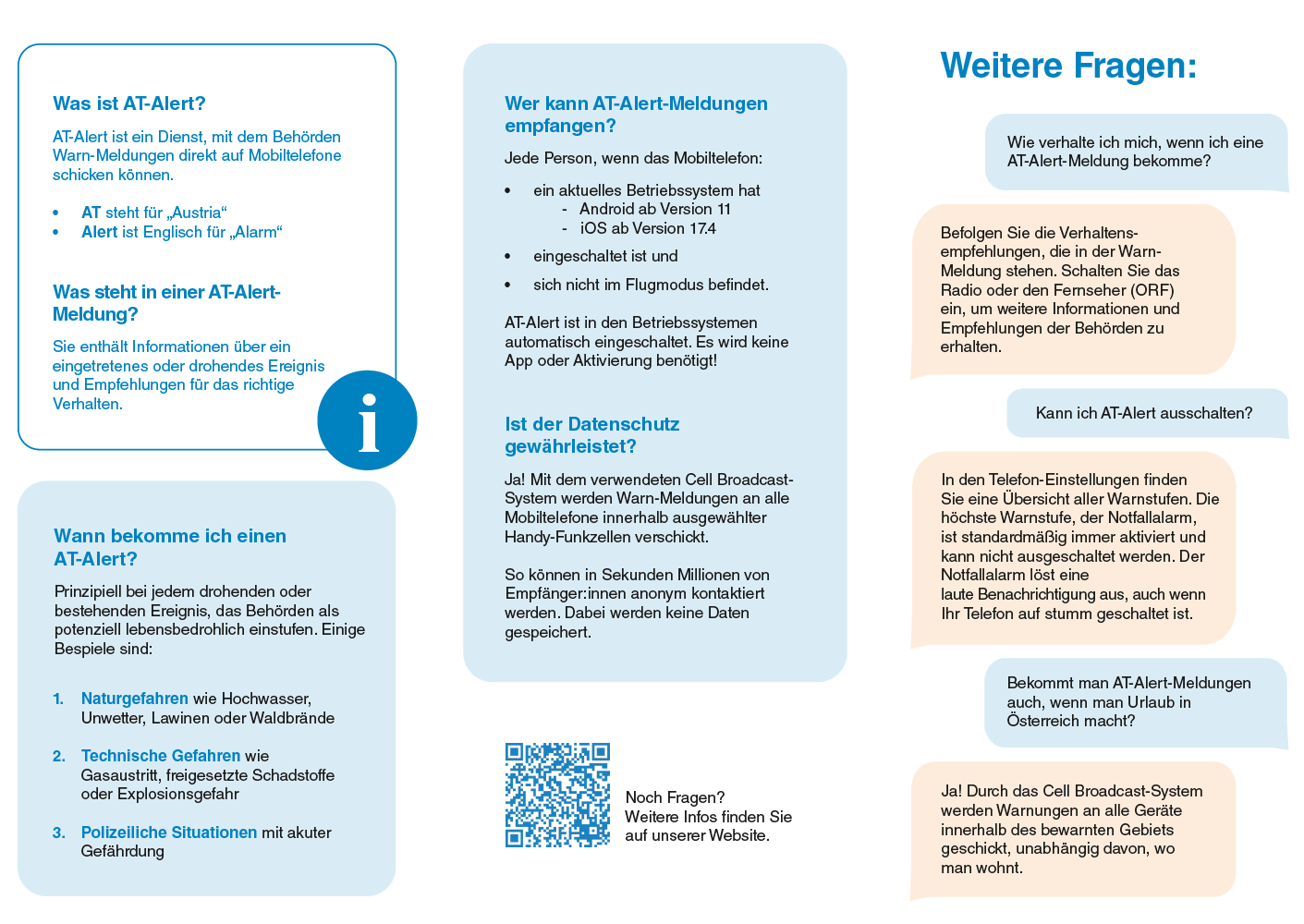 Der Zivilschutzverband Steiermark erlaubt sich darauf hinzuweisen, dass der Zivilschutz-Probealarm jährlich am 

1. Samstag im Oktober

ausgelöst wird. Der bundesweite Zivilschutz-Probealarm wird am Samstag, den 4. Oktober 2025 zwischen 12:00 und 12:45 Uhr in ganz Österreich abgestrahlt. Die Signale werden von der Bundeswarnzentrale im Einsatz- und Krisenkoordinationscenter des Bundesministeriums für Inneres bzw. von den Landeswarnzentralen in den einzelnen Bundesländern ausgelöst.
Die Warnung und Alarmierung der Bevölkerung und der Einsatzkräfte erfolgt über die in allen Steirischen Orten vorhandenen rund 1.300 Feuerwehrsirenen - wobei das Auslösen der Sirenensignale auf Bundes-, Landes-, Bezirks- oder Gemeindeebene möglich ist.

Über die Bundeswarnzentrale, die Landeswarnzentrale, sowie allen Florianstationen in den Bezirken, können funkgesteuert die Sirenensignale ausgelöst und damit die Bevölkerung gewarnt und die Einsatzkräfte alarmiert werden. Da durch diese Signale nicht auf die Art der Gefahr und die richtigen Verhaltensmaßnahmen hingewiesen werden kann, müssen im Ernstfall nähere Informationen und Verhaltensregeln laufend durch den ORF durchgegeben werden.

Die Sirenensignale können je nach der Bedrohungssituation für das unmittelbar betroffene Gebiet und seine engere Umgebung, für einen oder mehrere Bezirke, für ein oder mehrere Bundesländer oder für ganz Österreich gegeben werden.

Welche Maßnahmen für die persönliche Sicherheit ergriffen werden müssen, hängt von der Art des Ereignisses ab. Sie werden bei Hochwasser andere sein, als bei einer Bedrohung durch radioaktiven Niederschlag oder nach einem Giftgasunfall. Auf jeden Fall ist es notwendig, Vorsorgen im Selbstschutz für einen Katastrophenfall zu treffen. Nur dann kann ein Warnsystem seinen Zweck erfüllen!